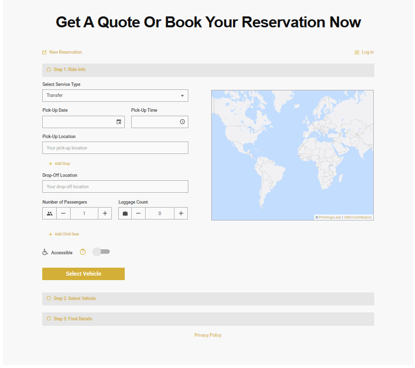 All Bay Limo Booking Form Image
